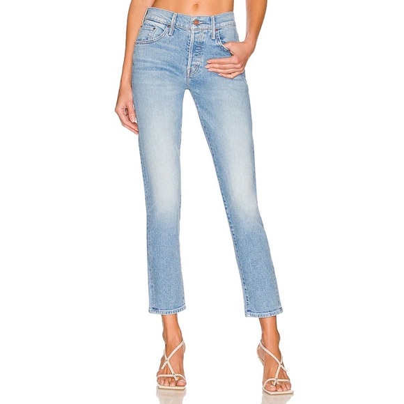 MOTHER || The Stinger Flood in Camera Obscura Mid Rise Straight Jeans Blue 27 - Picture 1 of 13